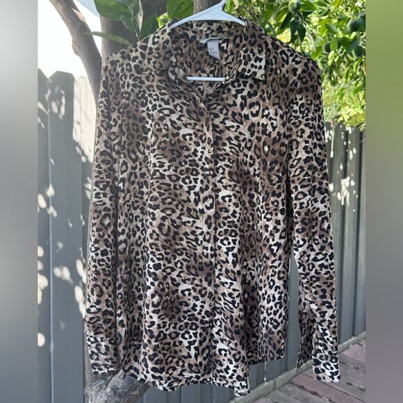 H&M Leopard Print Button-Up Blouse – Size 4 - Picture 1 of 5